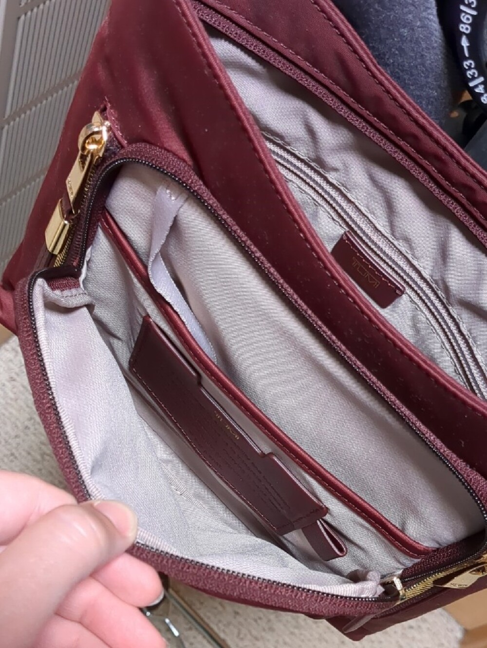 Tumi Maroon Crossbody Bag with Gold Hardware - Picture 4 of 6